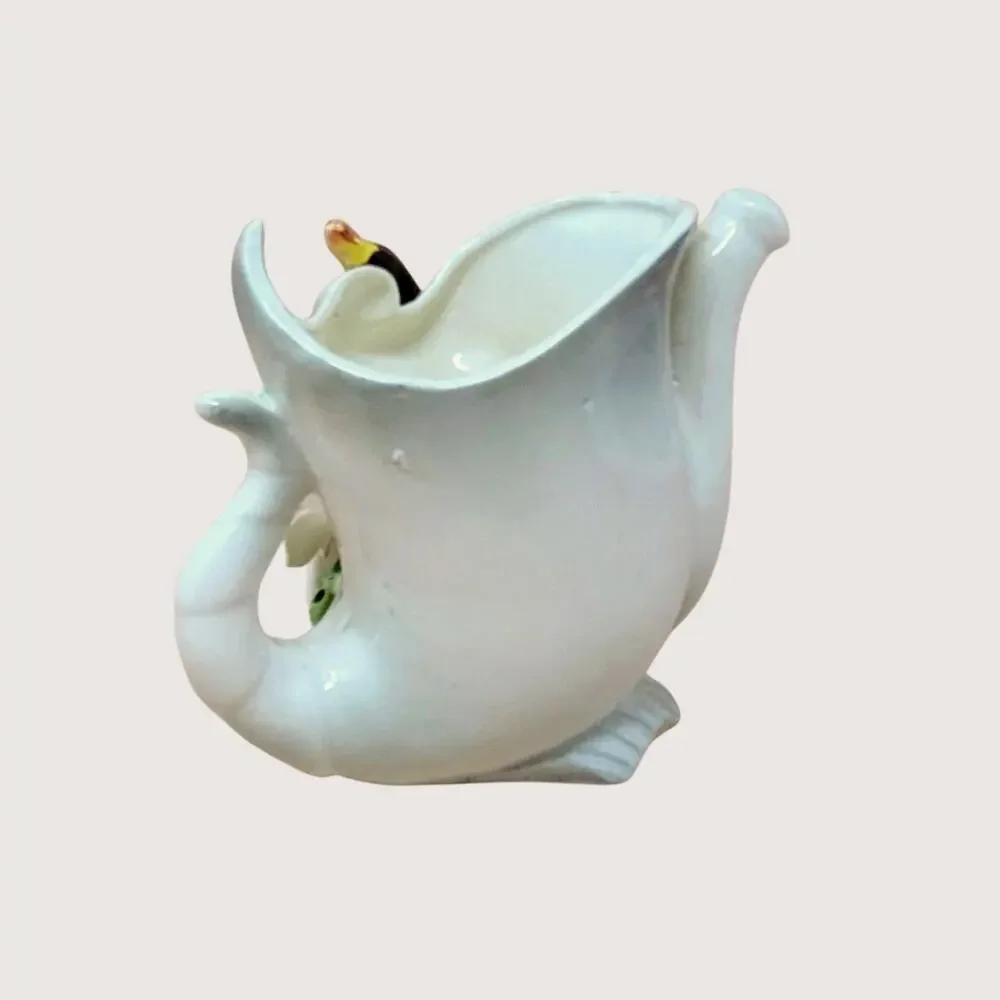 1950s Thames Hand Painted Ceramic Duck Watering Can Vase
